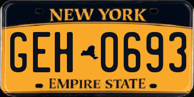 NY license plate GEH0693