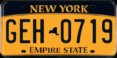 NY license plate GEH0719
