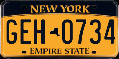 NY license plate GEH0734