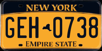 NY license plate GEH0738