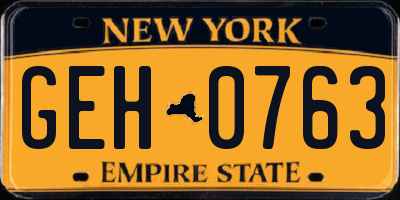 NY license plate GEH0763