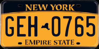 NY license plate GEH0765