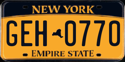NY license plate GEH0770