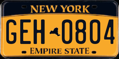 NY license plate GEH0804