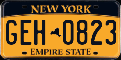 NY license plate GEH0823