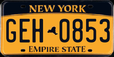 NY license plate GEH0853