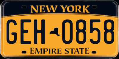 NY license plate GEH0858