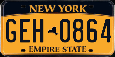 NY license plate GEH0864