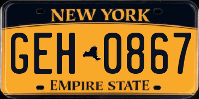 NY license plate GEH0867