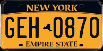 NY license plate GEH0870