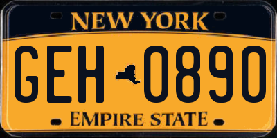 NY license plate GEH0890