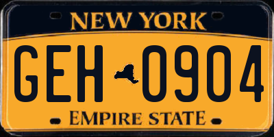 NY license plate GEH0904