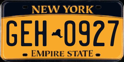 NY license plate GEH0927