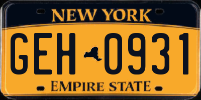 NY license plate GEH0931