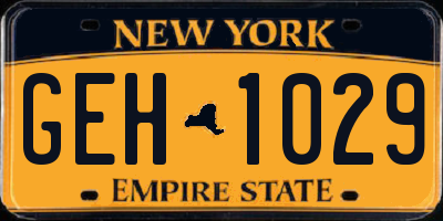 NY license plate GEH1029