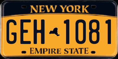 NY license plate GEH1081