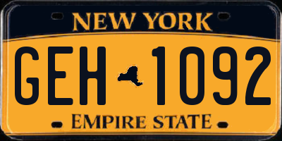 NY license plate GEH1092