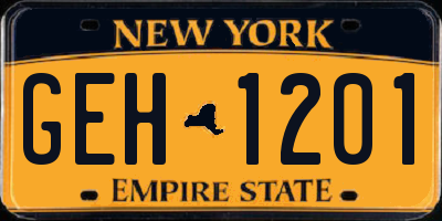 NY license plate GEH1201