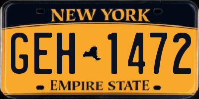 NY license plate GEH1472