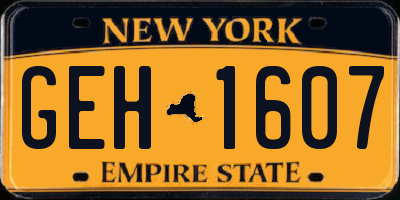 NY license plate GEH1607