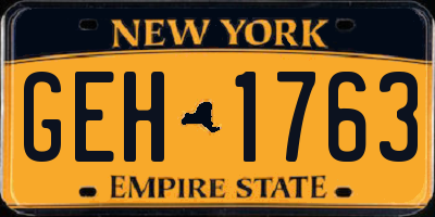 NY license plate GEH1763