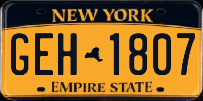 NY license plate GEH1807
