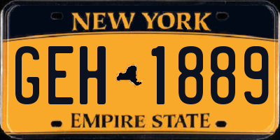 NY license plate GEH1889