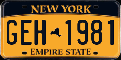 NY license plate GEH1981