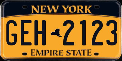NY license plate GEH2123