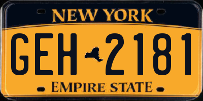 NY license plate GEH2181