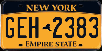NY license plate GEH2383