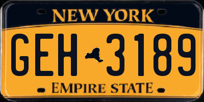NY license plate GEH3189
