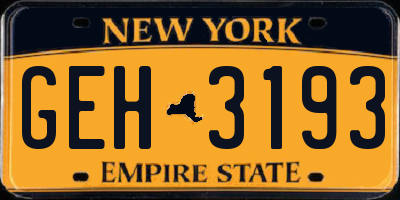 NY license plate GEH3193