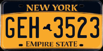 NY license plate GEH3523