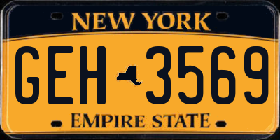 NY license plate GEH3569