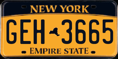NY license plate GEH3665