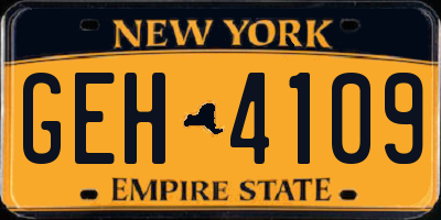 NY license plate GEH4109