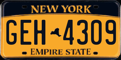 NY license plate GEH4309