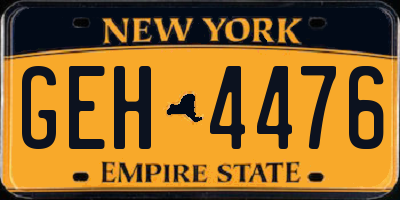NY license plate GEH4476