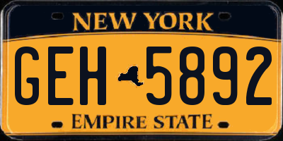 NY license plate GEH5892