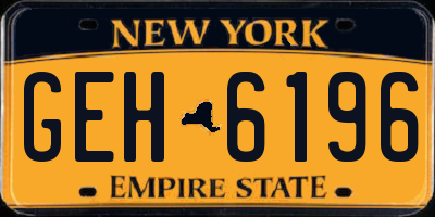 NY license plate GEH6196