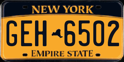 NY license plate GEH6502