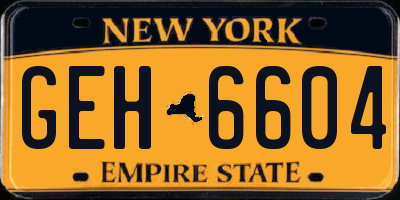 NY license plate GEH6604