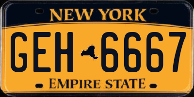 NY license plate GEH6667