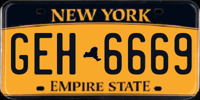 NY license plate GEH6669