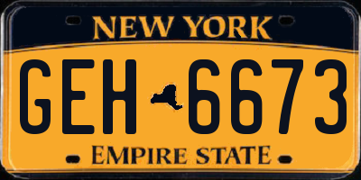 NY license plate GEH6673