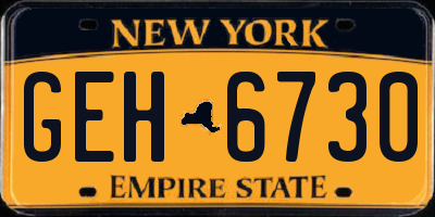 NY license plate GEH6730