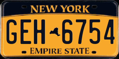 NY license plate GEH6754