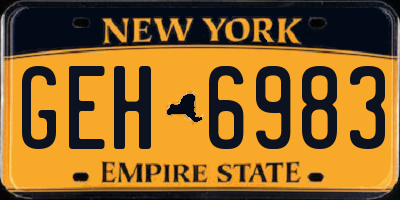 NY license plate GEH6983