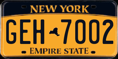 NY license plate GEH7002